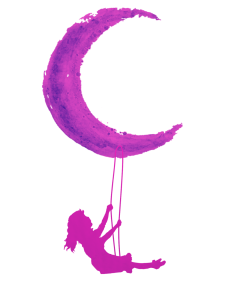 girl on a swing from a moon